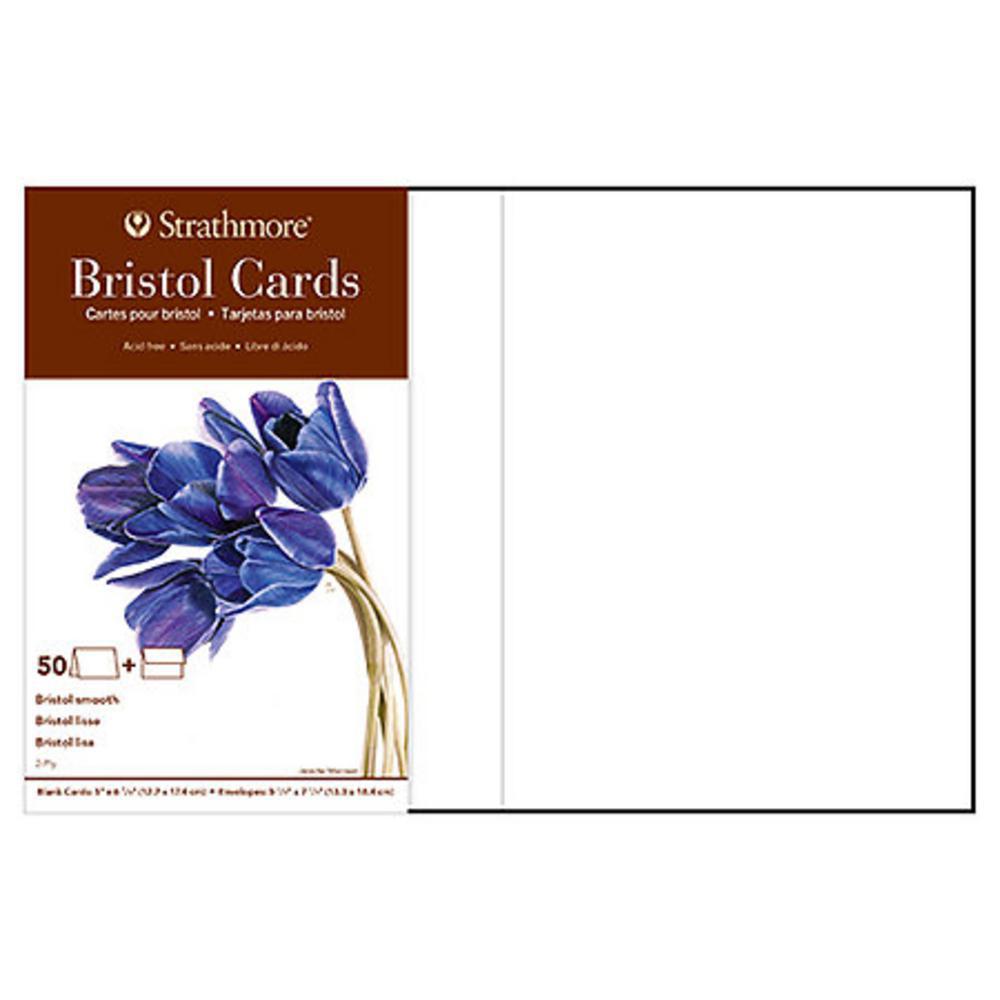 Strathmore, Greeting Cards, Art & School, 5"x7", Blank, Greeting Cards, Bristol, 50 Count, Pack, 790665